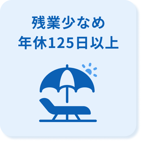 残業少なめ年休１２５日以上